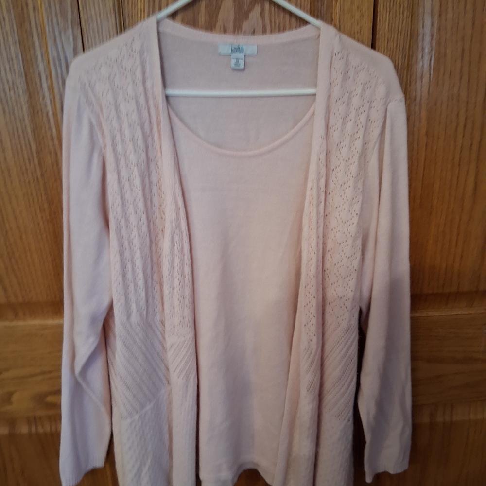 croft & barrow Light Pink Open-Front Knit Cardigan